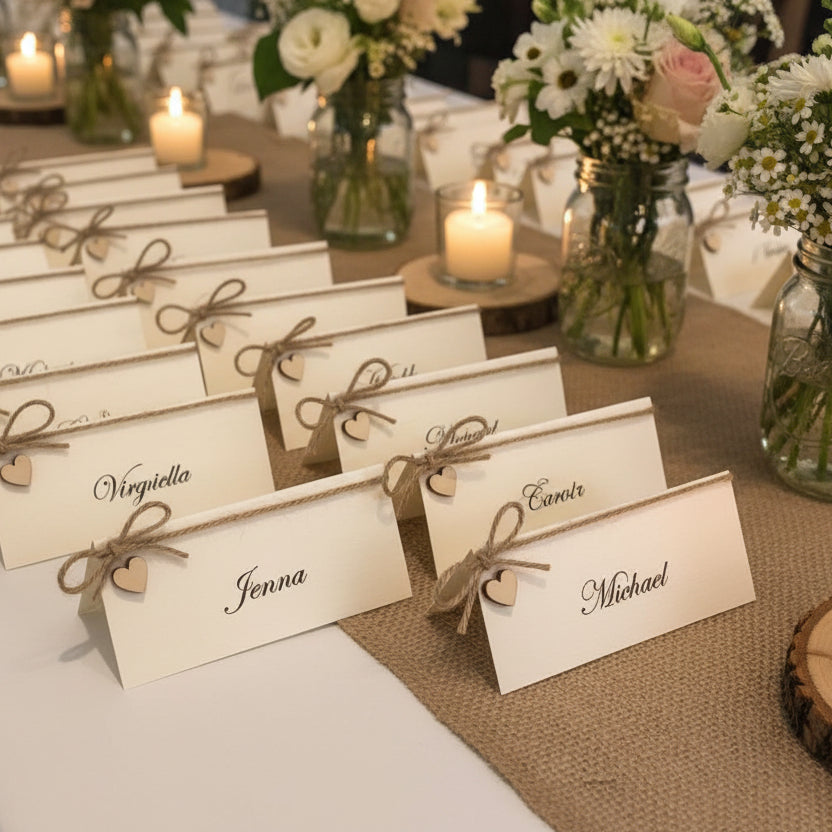 Rustic Place Cards for Weddings & Events | Kraft Paper Place Cards to Match Rustic Invitations & Table Numbers