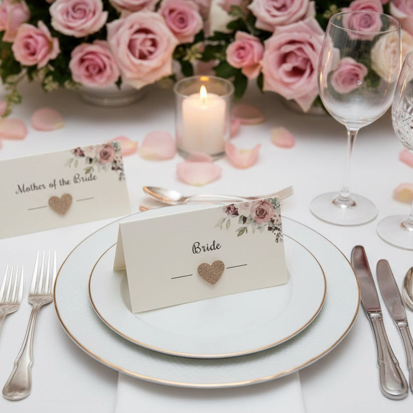 Dusky Pink Wedding Place Cards | Floral Wedding Table Stationery