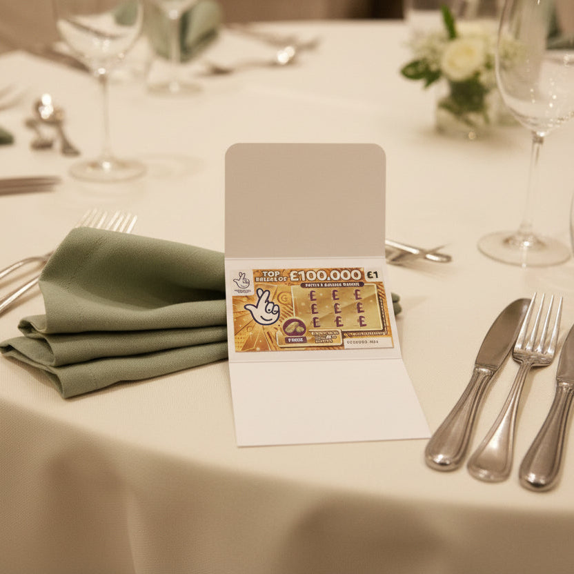 Wedding Scratch Card Holder – Personalised Lottery Card Gift for Wedding & Events