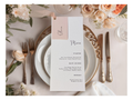 Simple Wedding Menu with Place Card & Chiffon Ribbon – Minimal Wedding Stationery Set