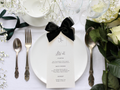 Bow Menu with Place Card – Elegant Wedding and Event Table Stationery | Personalised Reception Menu Cards