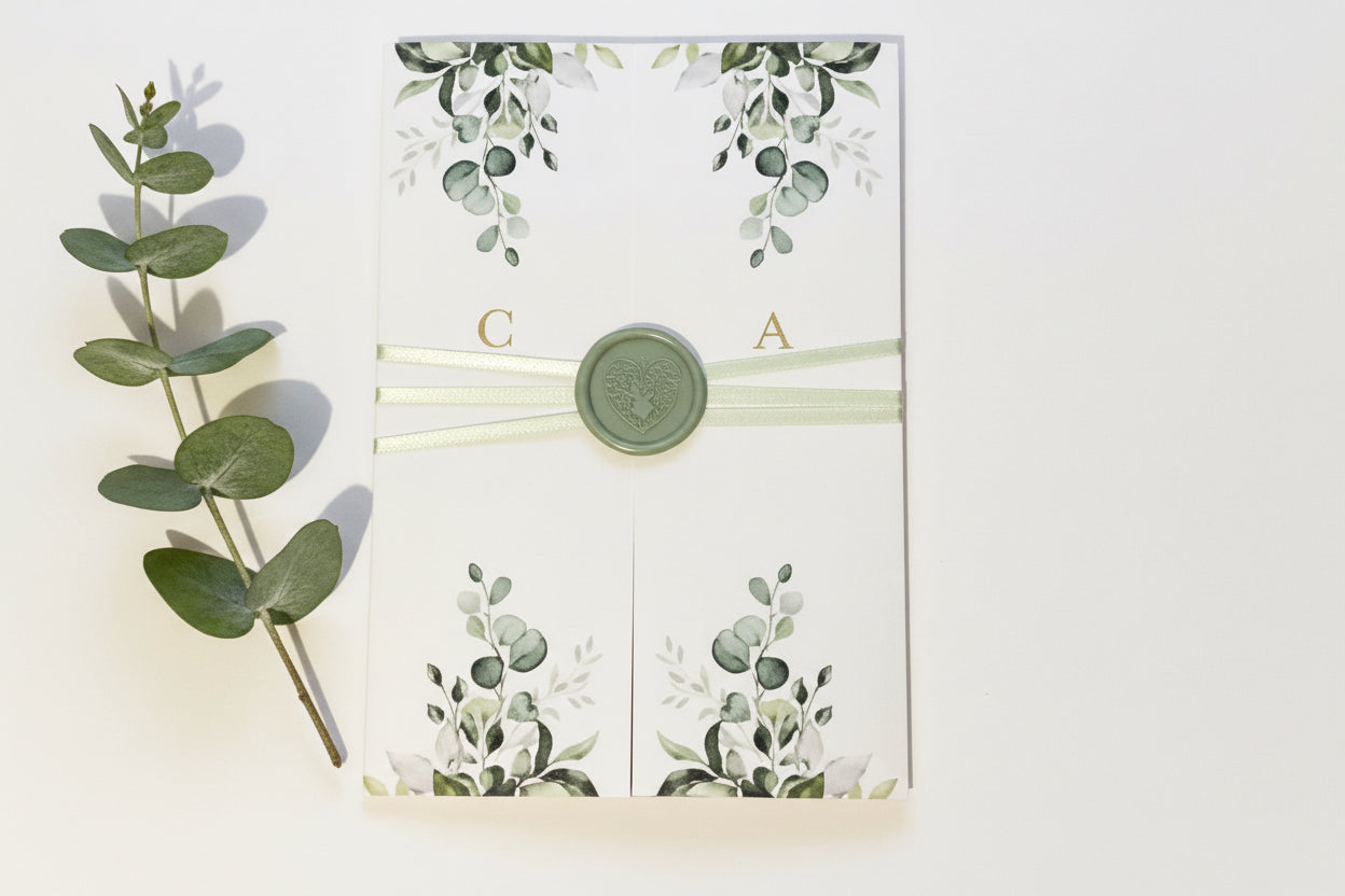 Gatefold Botanical Greenery Wedding Invitation Suite | Elegant Foliage Wedding Invite | Personalised UK Stationery