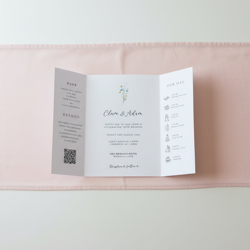 Wildflower Gatefold Wedding Invitation – Elegant Floral Design