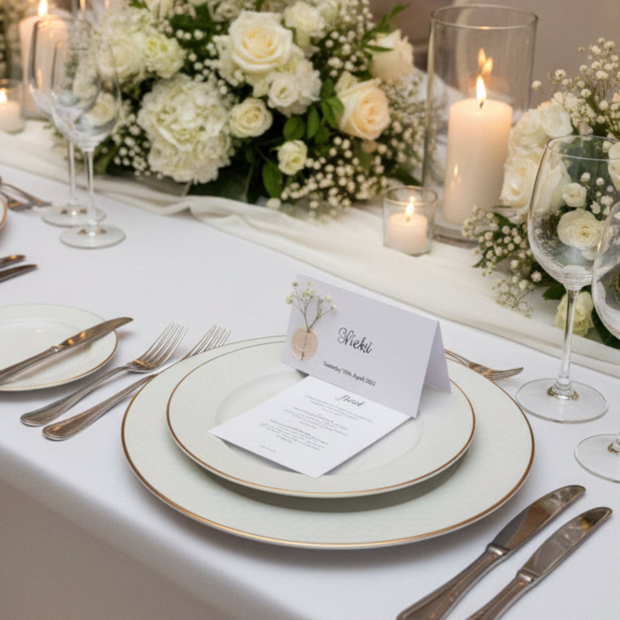 Personalised Wax Seal & Dried Flower Place Cards for Weddings & Events