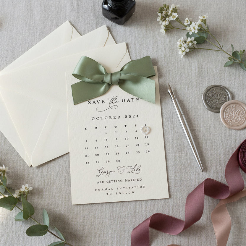 Large Bow Calendar – Save the Date Announcement