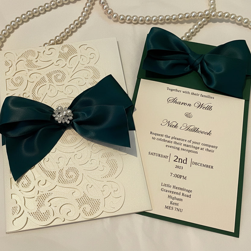 Ivory Laser Cut Wedding Invitations | Elegant White Laser Cut Invitation Suite
