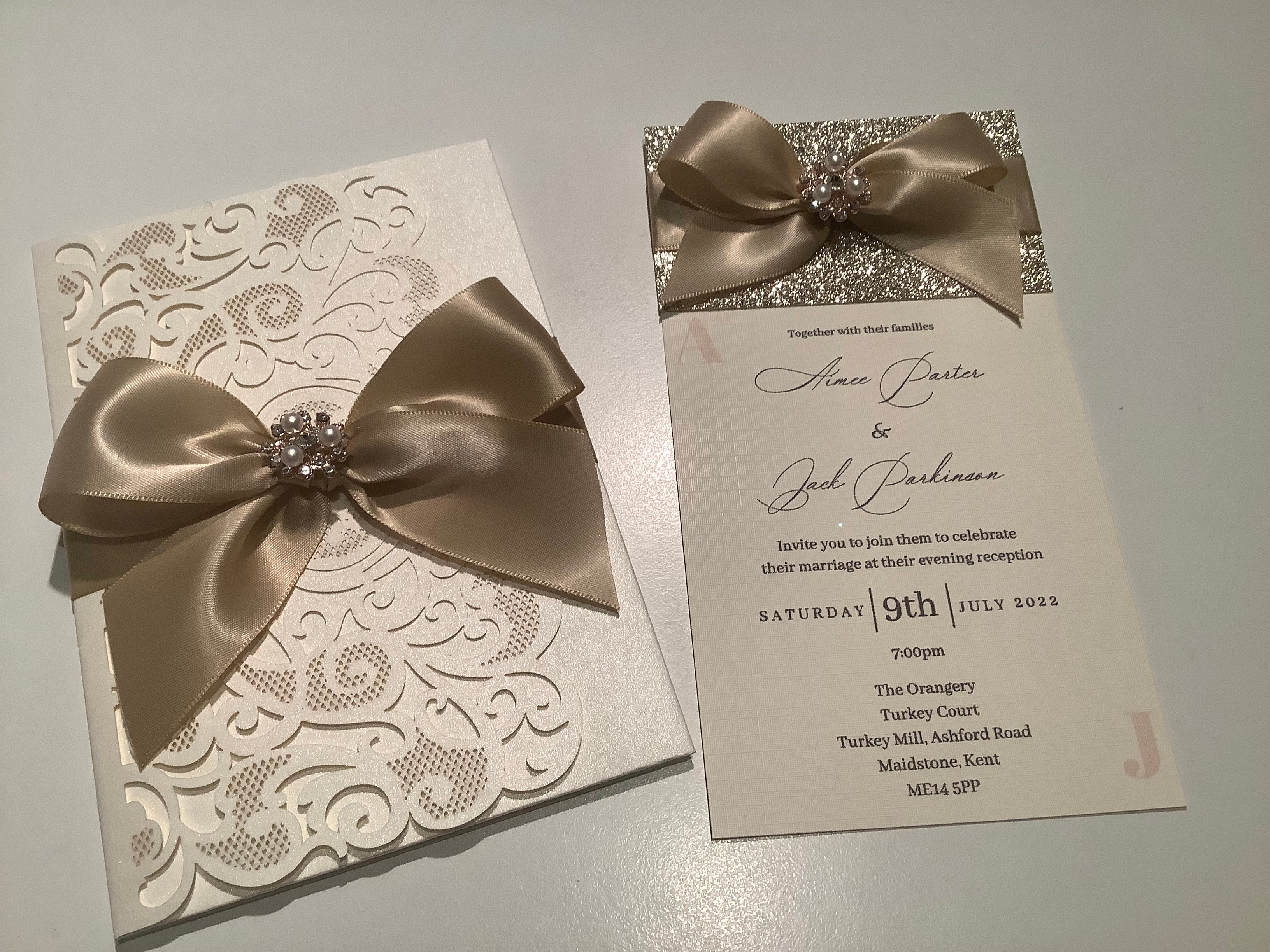 Ivory Laser Cut Wedding Invitations | Elegant White Laser Cut Invitation Suite