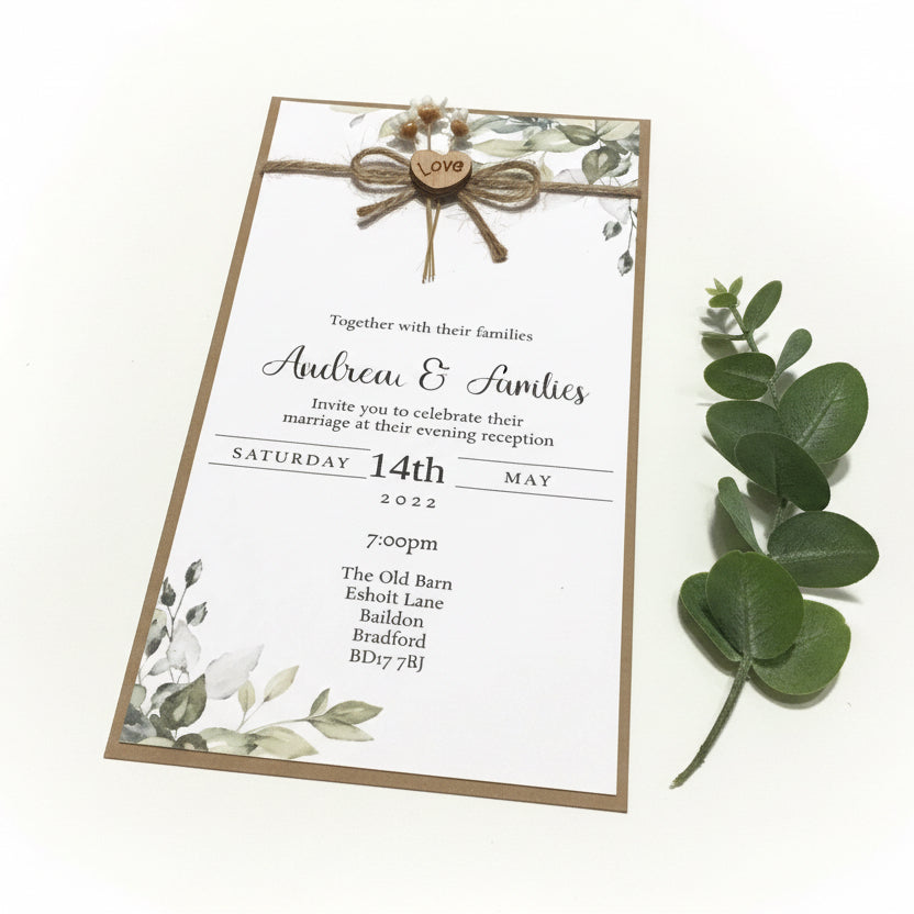Slim Wedding Reception Invitation Card – Elegant Minimal Designs