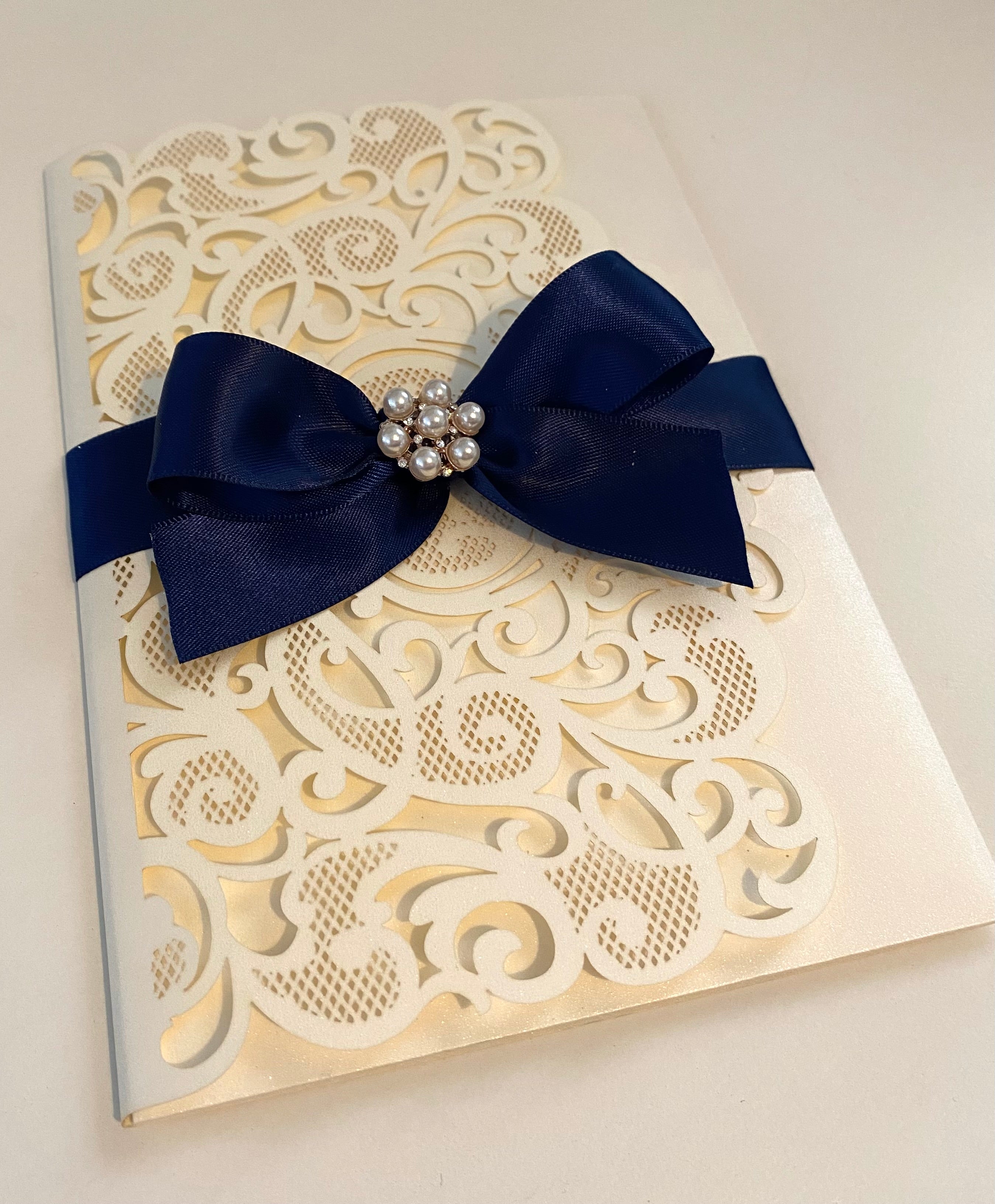 Ivory Laser Cut Wedding Invitations | Elegant White Laser Cut Invitation Suite