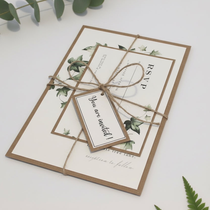 Rustic Ivy Wedding Invitation | Greenery Botanical Wedding Invite