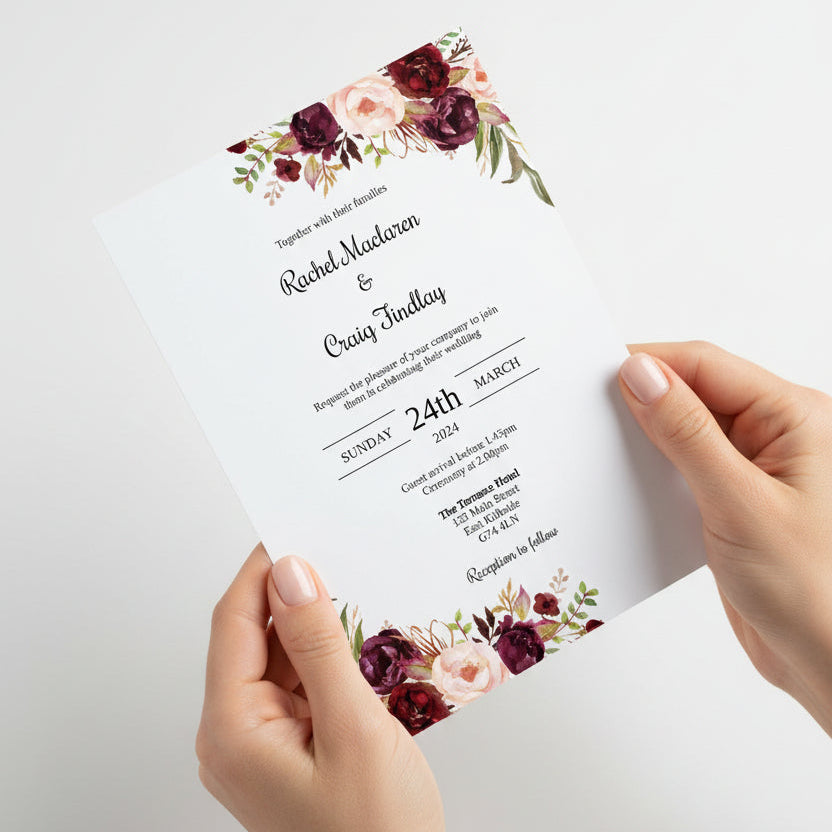 Burgundy Floral Invitation Template – Affordable Printable Event Invite