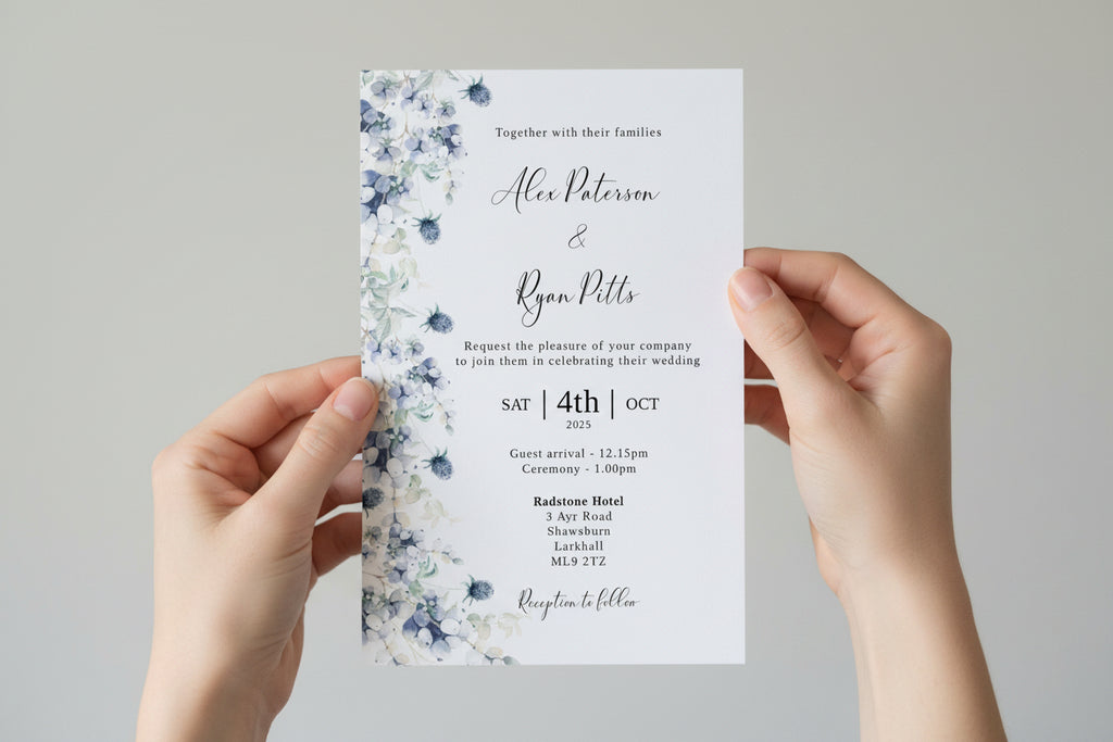 Blue Thistle Invitation | Rustic Floral Event Invitation