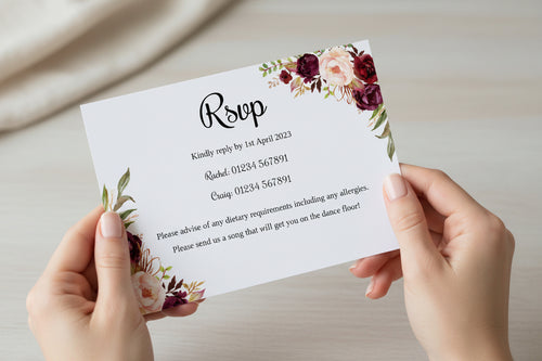 Burgundy Floral Invitation Template – Affordable Printable Event Invite