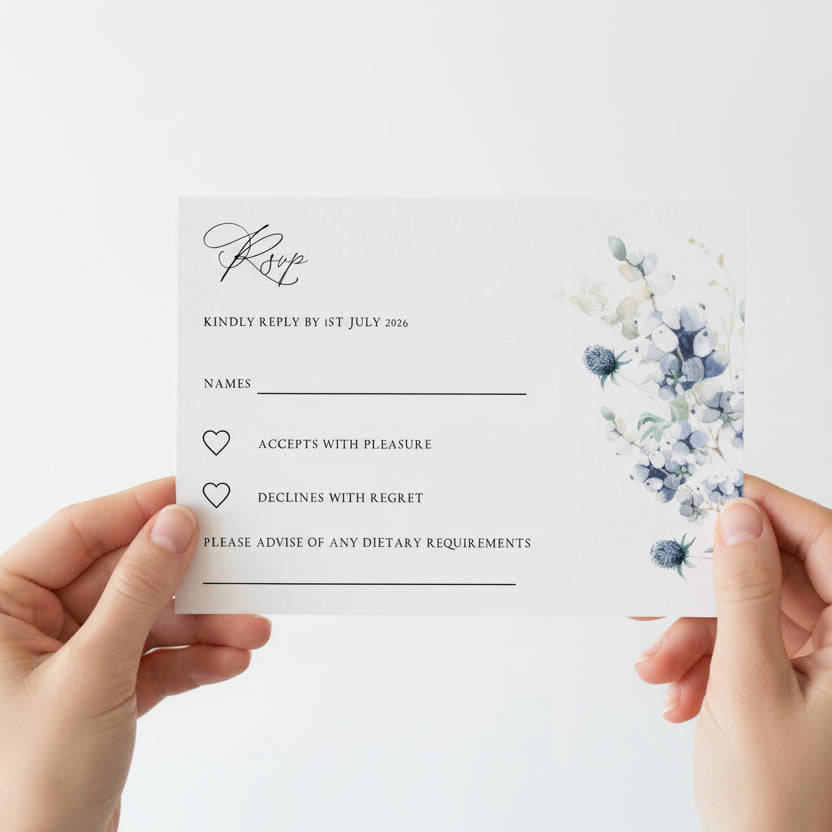 Blue Thistle Invitation | Rustic Floral Event Invitation