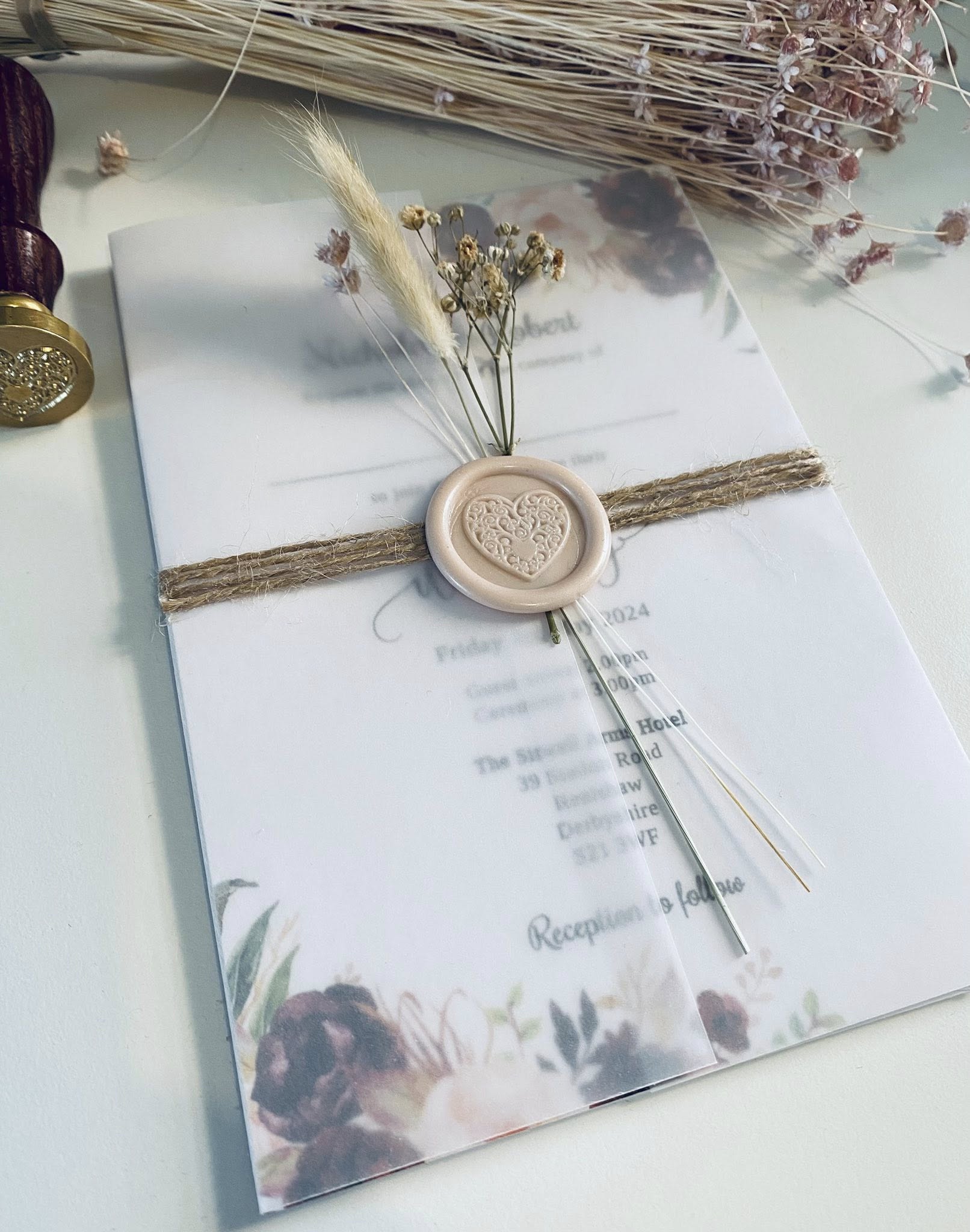 Rustic Vellum Wedding Invitation | Transparent Wedding Stationery